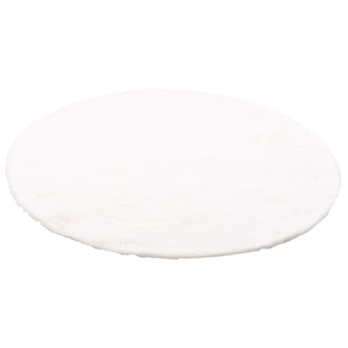 Tapis En Fourrure Plush Rond 80cm Blanc