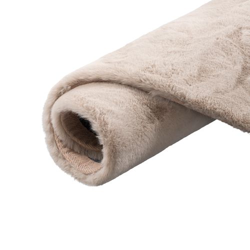 Tapis En Fourrure Plush Rond 160cm Beige