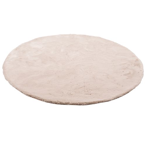 Tapis En Fourrure Plush Rond 160cm Beige