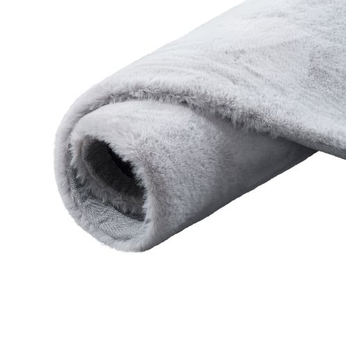 Tapis En Fourrure Plush Rond 120cm Gris Clair