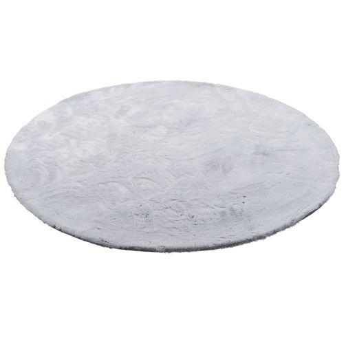 Tapis En Fourrure Plush Rond 120cm Gris Clair