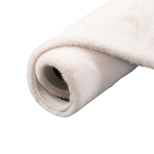 Tapis En Fourrure Plush Rond 80cm Crème