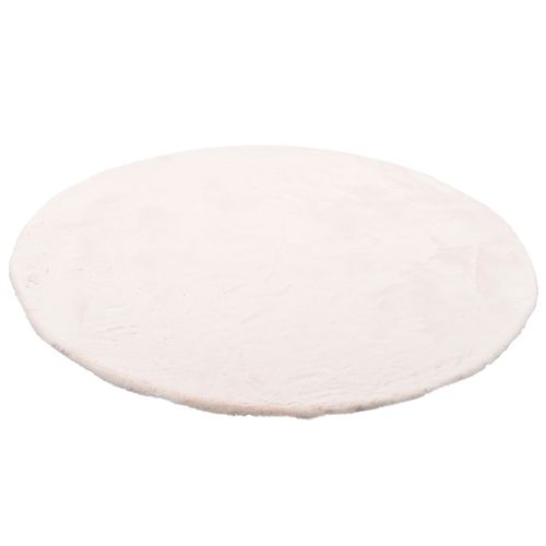 Tapis En Fourrure Plush Rond 80cm Crème