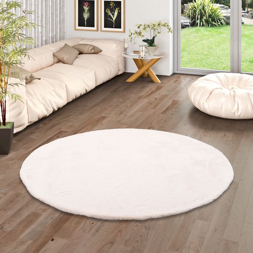 Tapis En Fourrure Plush Rond 160cm Crème