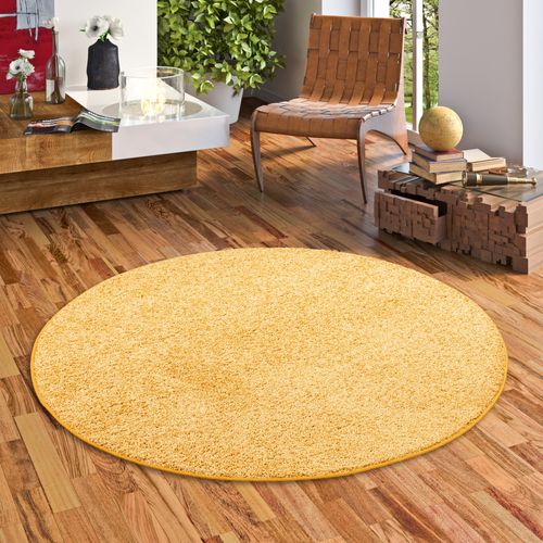 Tapis à Poils Longs Mona Rond 133cm Jaune