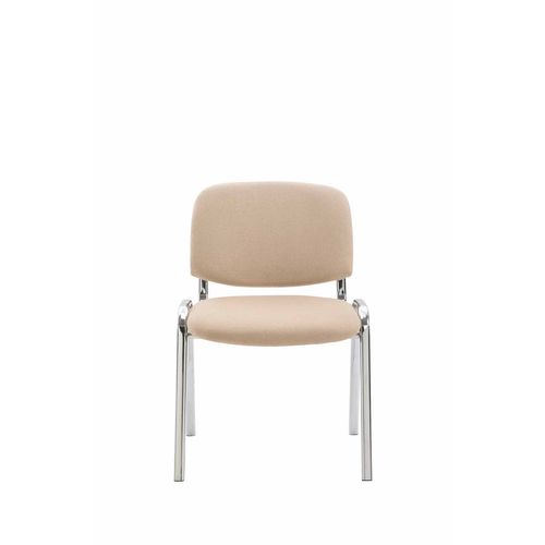 Chaise Visiteur Ken Support Chromé Tissu Crème
