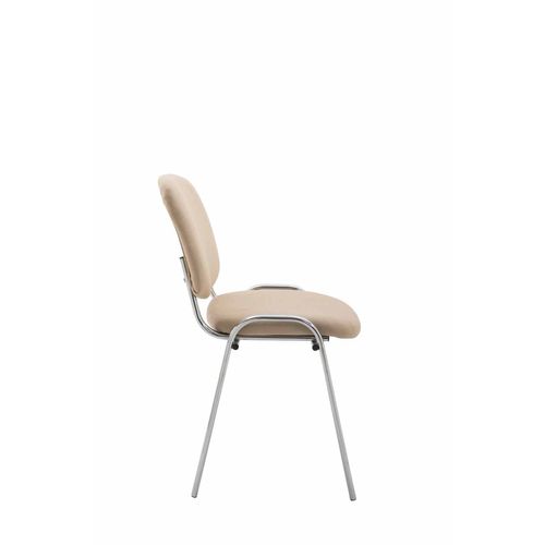 Chaise Visiteur Ken Support Chromé Tissu Crème