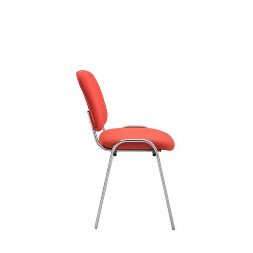 Chaise Visiteur Ken Support Chromé Tissu Rouge
