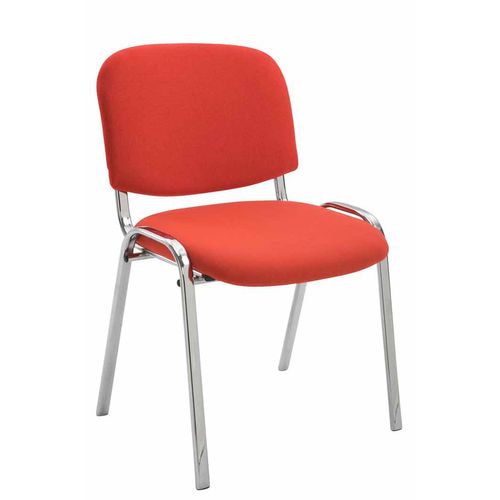 Chaise Visiteur Ken Support Chromé Tissu Rouge