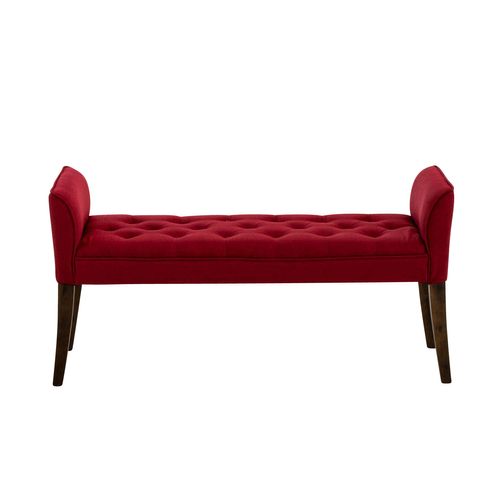 Banquette Style Chersterfield Cleopatra En Tissu Rouge/antique Foncé