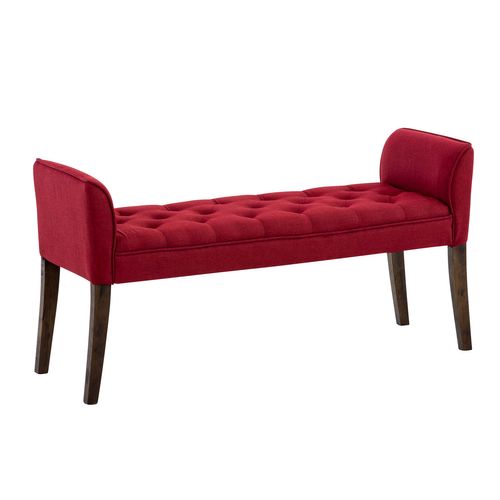 Banquette Style Chersterfield Cleopatra En Tissu Rouge/antique Foncé