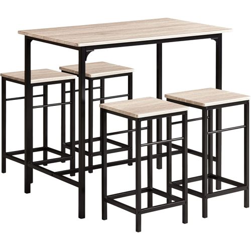 Ensemble Table Haute De Bar Detroit 100 cm Et 4 Tabourets – Idéal Pour Cuisine Et Espace Repas