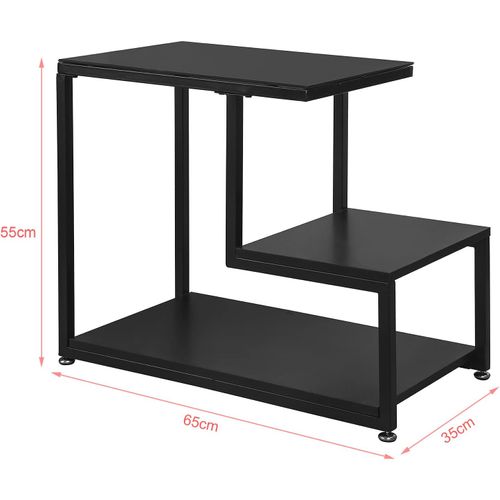 Bout De Canapé Table D’appoint Tables Basses Avec 3 Étagères De Rangement - Noir, Fbt65-sch