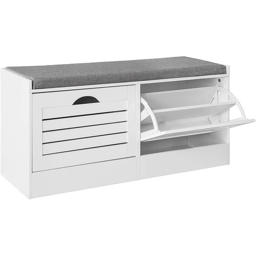 Banc De Rangement à Chaussures Armoire à Chaussures Meuble D'entrée 2 Abattants, Fsr62-w