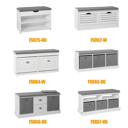 Banc De Rangement à Chaussures Armoire à Chaussures Meuble D'entrée 2 Abattants, Fsr62-w