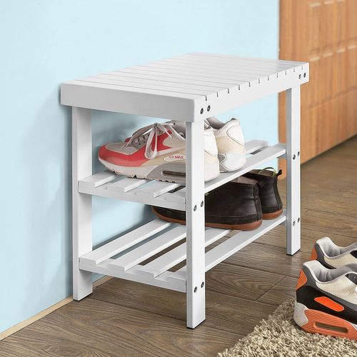 Etagère à Chaussures, Banquette En Bambou Haute De Gamme, Rangement Chaussure, Fsr02-k-w