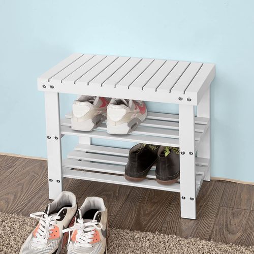 Etagère à Chaussures, Banquette En Bambou Haute De Gamme, Rangement Chaussure, Fsr02-k-w