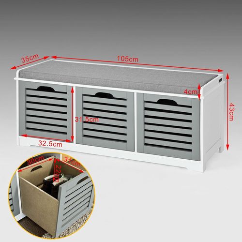 Fsr23-hg Banc De Rangement Avec Coussin Rembourré, Commode à Chaussure Banquette Bleu