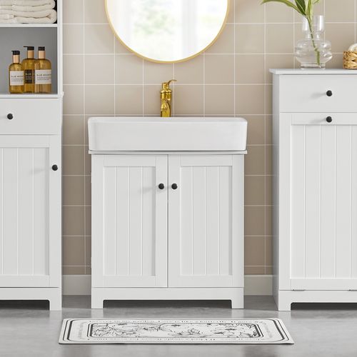 Meuble Sous Vasque Salle De Bain 2 Portes Avec étagère - Chêne 60x30x60 Cm