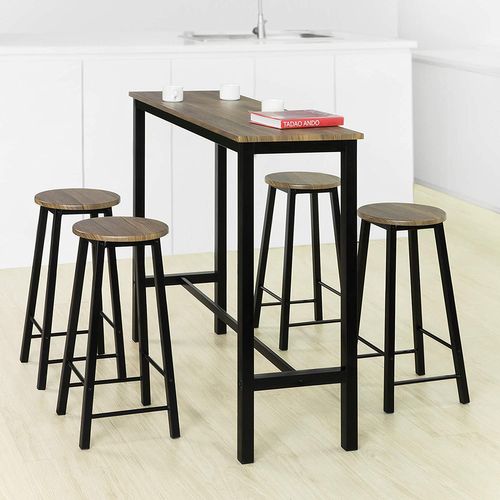 Set De Table + 4 Tabourets Ensemble Table De Bar Bistrot,debout Table Haute De Cuisine, Ogt22-sch