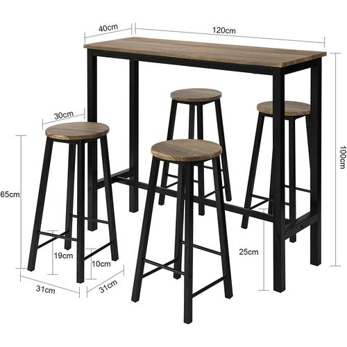 Set De Table + 4 Tabourets Ensemble Table De Bar Bistrot,debout Table Haute De Cuisine, Ogt22-sch