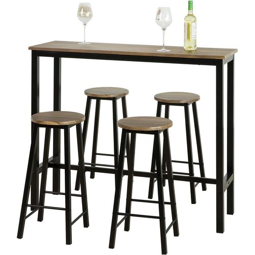 Set De Table + 4 Tabourets Ensemble Table De Bar Bistrot,debout Table Haute De Cuisine, Ogt22-sch