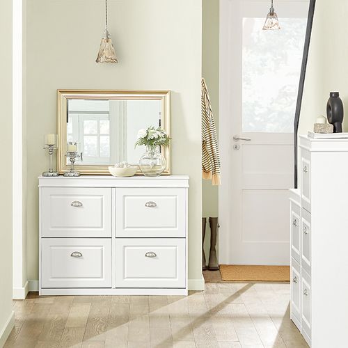 Meuble à Chaussures 4 Abattants, Rangement Pratique pour Entrée, 105x24x83 cm, Blanc, FSR79-W