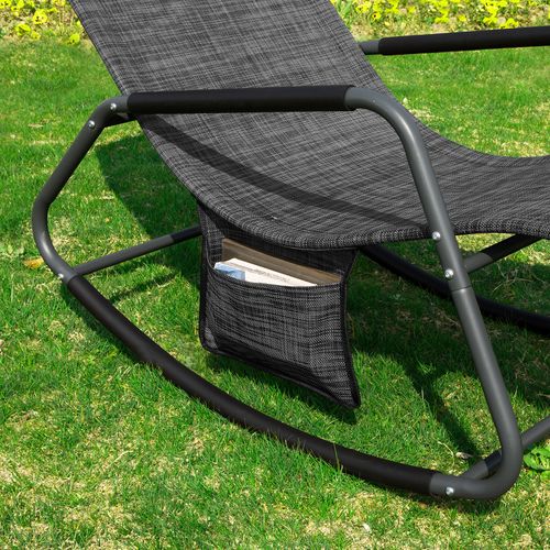 Fauteuil à Bascule Chaise Longue Bain De Soleil Rocking Chair Avec Pochette Latérale, Ogs47-ms