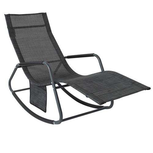 Fauteuil à Bascule Chaise Longue Bain De Soleil Rocking Chair Avec Pochette Latérale, Ogs47-ms