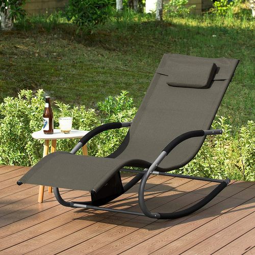 Lot De 2 Bain De Soleil Chaise Longue Fauteuil à Bascule Avec Appui-tête Et Pochette, Ogs28-brx2