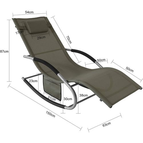 Lot De 2 Bain De Soleil Chaise Longue Fauteuil à Bascule Avec Appui-tête Et Pochette, Ogs28-brx2