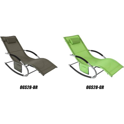 Lot De 2 Bain De Soleil Chaise Longue Fauteuil à Bascule Avec Appui-tête Et Pochette, Ogs28-brx2