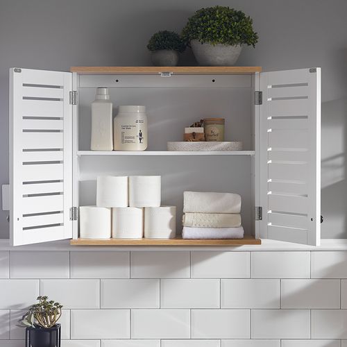 Meuble Haut De Salle De Bain Avec 2 Portes Meuble De Rangement Mural Armoire Suspendue, BZr42-w