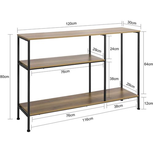 Table Console Bout De Canapé Table D'appoint Avec 3 Étagères De Rangement, Fsb35-pf