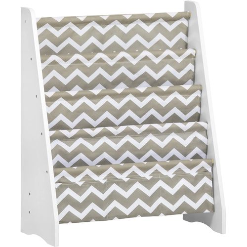 Bibliothèque Étagère à Livres Enfants Meuble Rangement Avec 4 Compartiments Et 3 Poches, Kmb50-hg