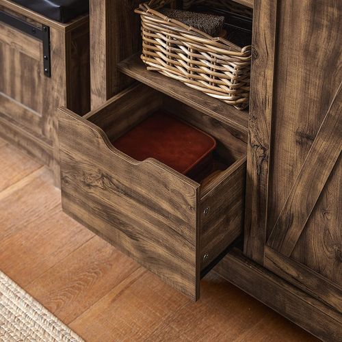 Meuble Bas Meuble Colonne Commode Avec Porte De Grange Coulissante Armoire à Chaussures, Fsb59-n