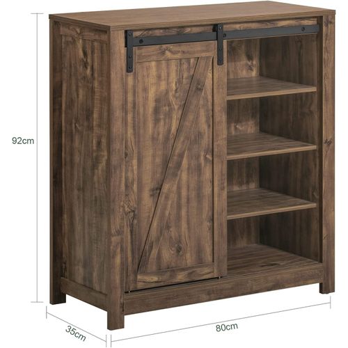 Meuble Bas Meuble Colonne Commode Avec Porte De Grange Coulissante Armoire à Chaussures, Fsb59-n