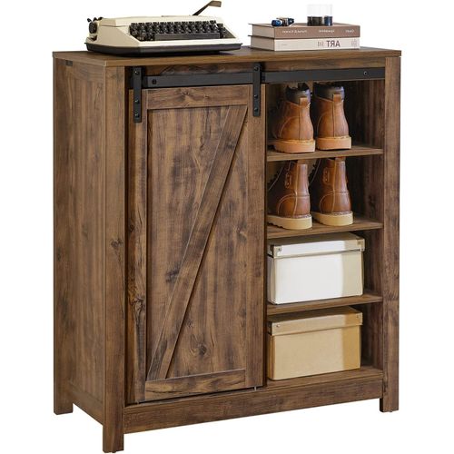Meuble Bas Meuble Colonne Commode Avec Porte De Grange Coulissante Armoire à Chaussures, Fsb59-n