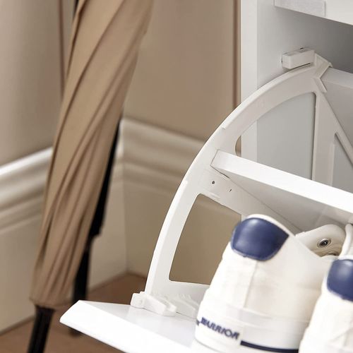 Banc à Chaussures Meuble à Chaussures Meuble D’entrée Avec Coussin, 2 Compartiments, Fsr119-w