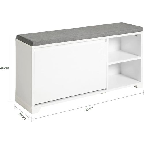 Banc à Chaussures Meuble à Chaussures Meuble D’entrée Avec Coussin, 2 Compartiments, Fsr119-w