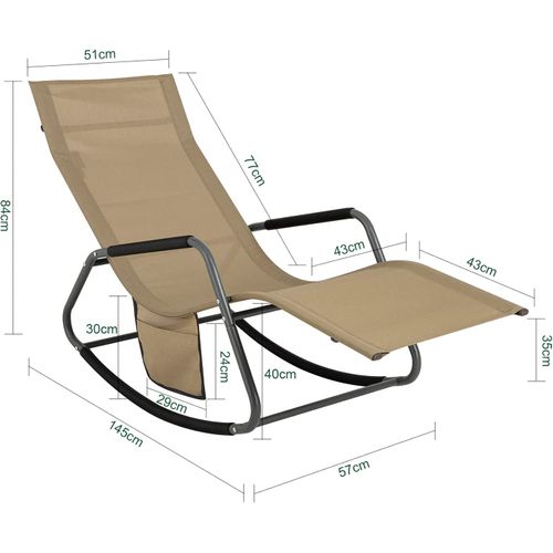 Fauteuil à Bascule Chaise Longue Bain De Soleil Rocking Chair Avec Pochette Latérale, Ogs47-ka