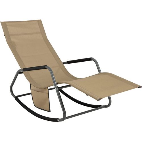 Fauteuil à Bascule Chaise Longue Bain De Soleil Rocking Chair Avec Pochette Latérale, Ogs47-ka