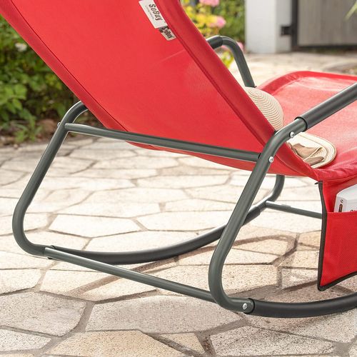 Fauteuil à Bascule Chaise Longue Bain De Soleil Rocking Chair Avec Pochette Latérale, Ogs47-r