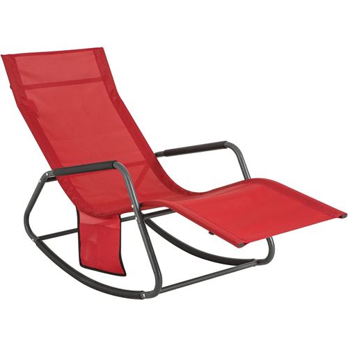 Fauteuil à Bascule Chaise Longue Bain De Soleil Rocking Chair Avec Pochette Latérale, Ogs47-r