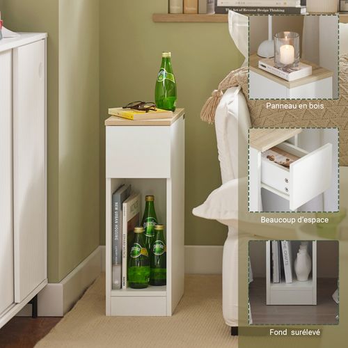Table De Chevet Table De Nuit Bout De Canapé Table D'appoint Table Basse Avec Tiroir, Fbt111-wn