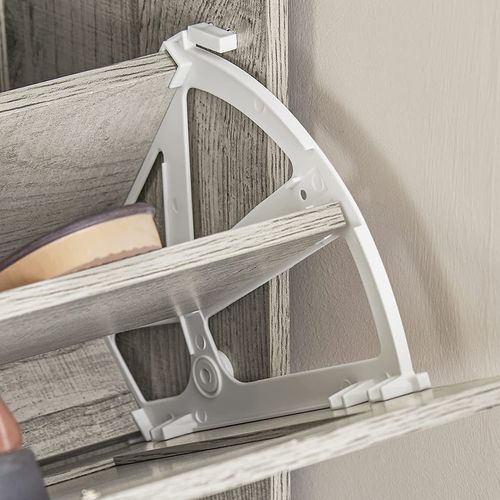 Armoire à Chaussures Avec 2 Abattants Pour Entrée Couloir, Effet Bois, Fsr137-hg
