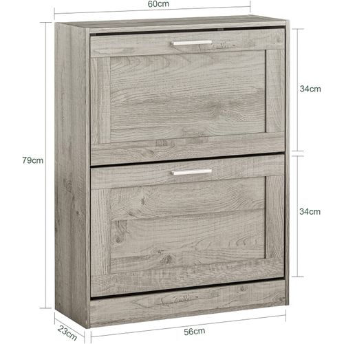 Armoire à Chaussures Avec 2 Abattants Pour Entrée Couloir, Effet Bois, Fsr137-hg