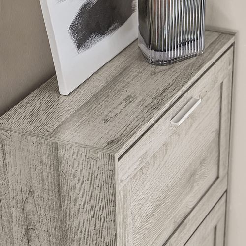 Armoire à Chaussures Avec 2 Abattants Pour Entrée Couloir, Effet Bois, Fsr137-hg