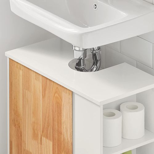 Meuble Sous Lavabo Placard De Rangement Avec Porte Et 2 Compartiments Latéral, BZr75-w