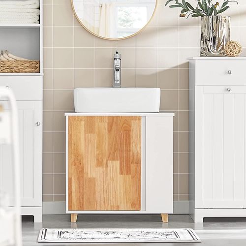 Meuble Sous Lavabo Placard De Rangement Avec Porte Et 2 Compartiments Latéral, BZr75-w